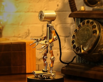 Steampunk Lampe | Metall Modell Puzzle Modell Kit Leselicht DIY Kunst Steampunk für Wohnkultur oder als Geschenk Skulptur Roboter Ästhetische Kunst