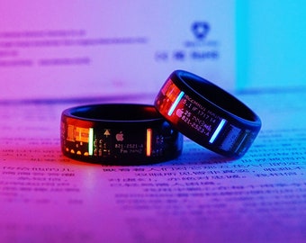 Glow Ring, Glow Vials & Electronic Components Built Inside, Handmade Cyberpunk Futuristic Future Tech Sci-fi Ring Jewelry, Engagement Ring