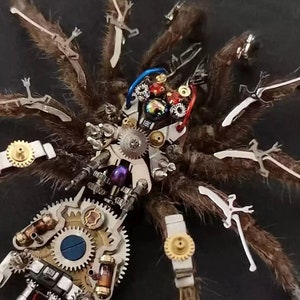 Cyberpunk Tarantula Spider Features a Electro-mechanical Body & Electric Wire Cobweb Mechanical Sci-fi Art Gifts for Tarantula Spider Lovers