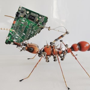 Steampunk Mechanical Mutant 3D Leaf-cutting Ant Sculpture Handmade Crafts Sculpture for Collecting Table Home Art Decor Robots Aesthetic Art