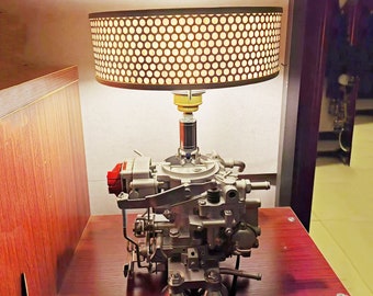 Handmade Industrial Table Desk Lamp Featured with A Carburetor Touch Control Retro Vintage Steampunk Style Rustic Home Decor Mechanical Art