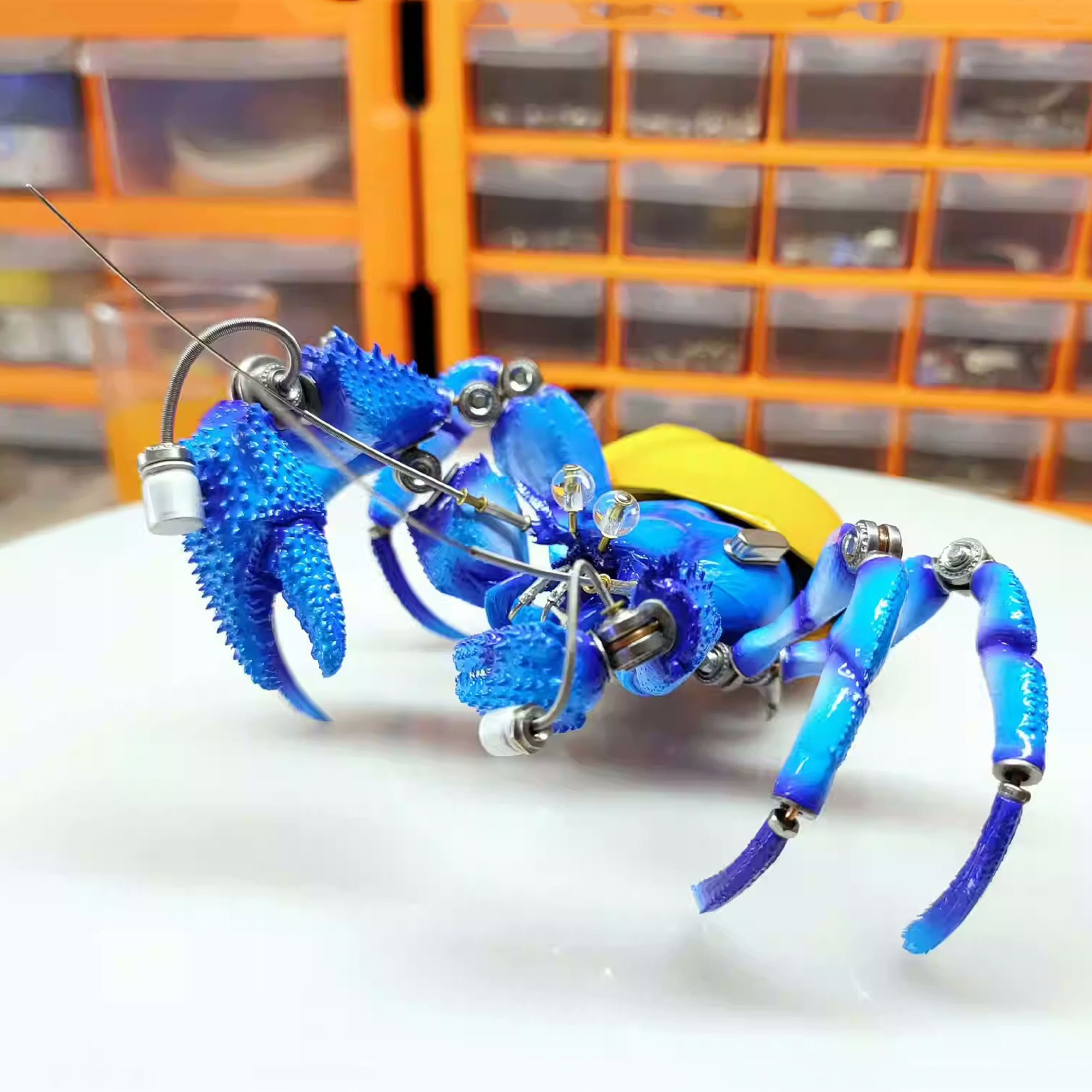 Mechanical Blue Hermit Crab Mutant, Handmade Crafts 3D Sculpture