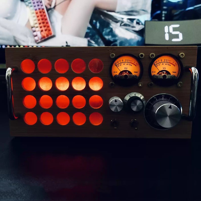 Mechanical Sound Control Music-activated Pickup Rhythm Pointer Music Level Indicator Displayed with VU Meter Handmade Shells DJ Audio Studio Type D