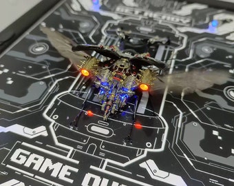 Steampunk Cyborg Mechanical Beetle Bugs Insects, Kinetic Sculpture Lovers, Biomechanical Art Unique Gift Ideas for Men Wall Decor Framed Art