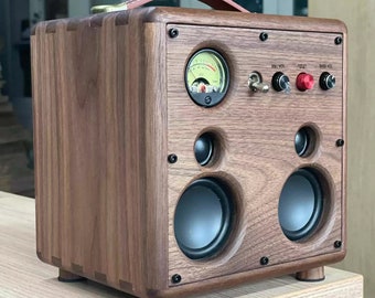 Handcrafted Walnut Wood Desktop Speaker, Rechargeable, Eco-Friendly, Bluetooth 5.0 | 2.1 Channel, Hi-Fi Audio, Music Gifts for Audiophile