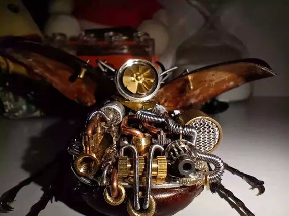 スチームパンクなカブトムシ昆虫、本物のカルコソマアトラス、サイバー