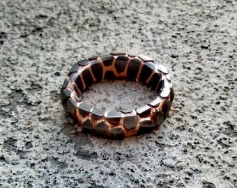 Unique Superconductor Ring, Chiseled-Stone-Like Ring, Etched  Titanium-Niobium Copper Band, Men’s Wedding Band, Electrical Engineer  Gifts