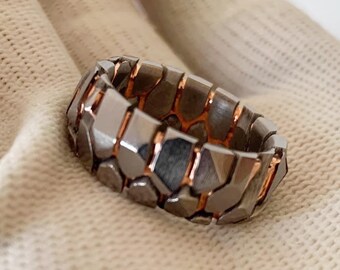 Unique Superconductor Ring, Etched Titanium-Niobium and Copper Band, Men’s  Wedding Band Ring, Gifts for Him Men, Electrical Engineer Gifts