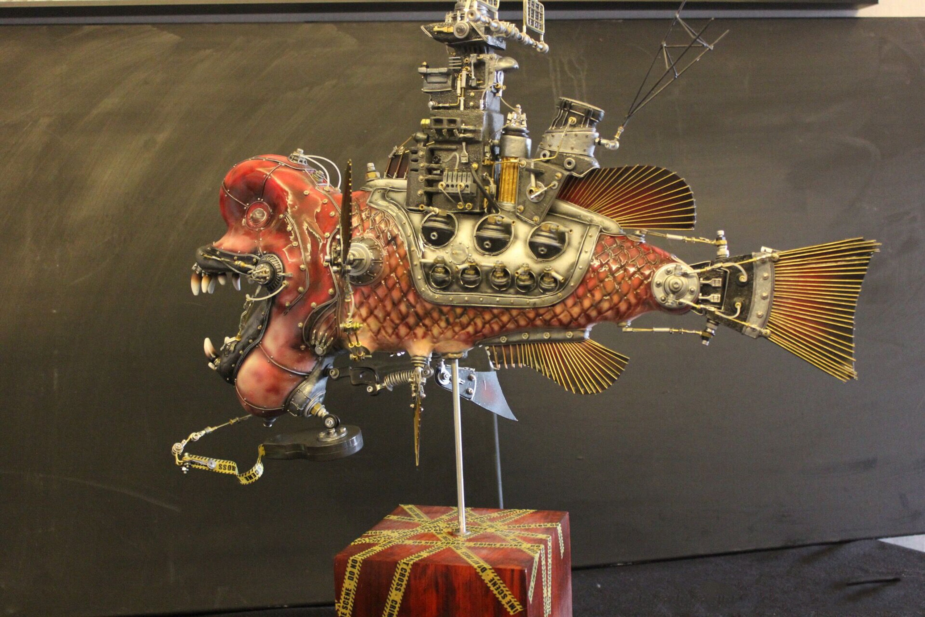Handmade Steampunk Rajah Cichlasoma Sculpture: Mechanical Mutant