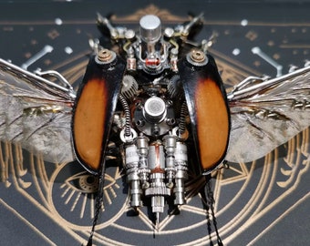 Steampunk Odontolabis Cuvera Mechanical Insect Beetle Creatures Sculpture Clockwork Wall Decor Ornament Aesthetic Sci-fi Art Gifts for Men