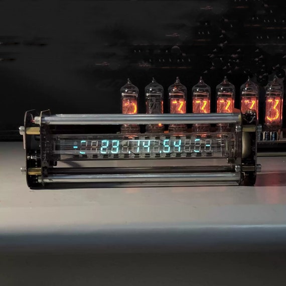 VFD Tube Clock Features A Water Droplet Hourglass Effect Digital
