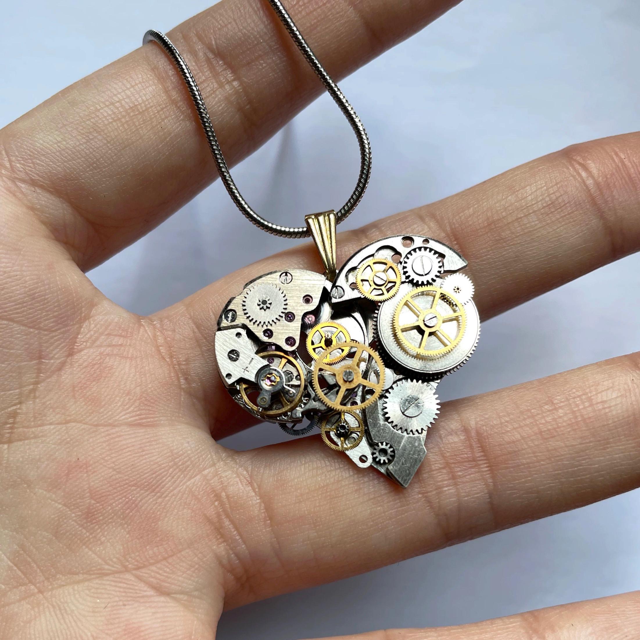 Ciondolo Steampunk A Forma Di Chiave Con Ingranaggi E Strass - Vintage, 67 Mm, Per Gioielli Fai Da Te - 3