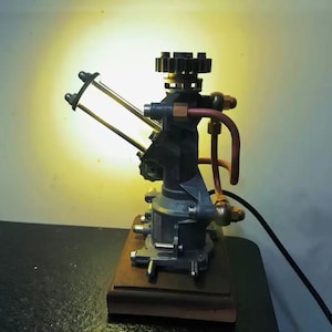 Handmade Industrial Table Desk Lamp, Special Reactor Lampshade, Made by Automotive Parts, In Retro Vintage Style, Home Decor Mechanical Art