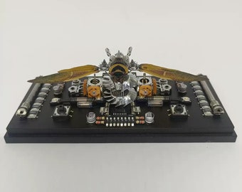 Mechanical Cicada, Steampunk Beetle, Cyborg Mechanical Insects Art, Unique Gift Ideas for Men Insect Lovers, Home Wall Decor, Sci-fi Art