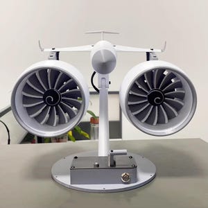 Unique Turbine Engine Desk Fan with Stepless Speed Control, Aviation-Inspired 3D-Printed, Perfect Desktop Cooling Solution, Gift For Him Her