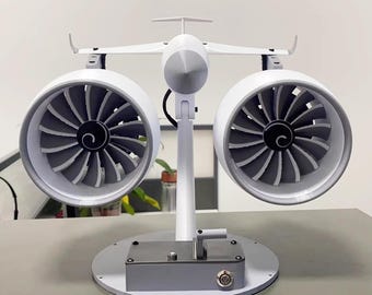 Ventilador de escritorio con motor de turbina exclusivo con control de velocidad continuo, impresión 3D inspirada en la aviación, solución de enfriamiento de escritorio perfecta, regalo para él y para ella
