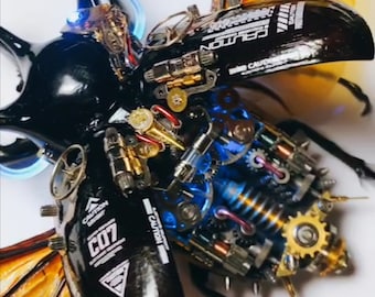 Steampunk Cyborg Mechanical Beetle Insects Bugs Kinetic Sculpture Art Unique Gift Ideas for Men Insect Lovers Home Decor Objects Collection