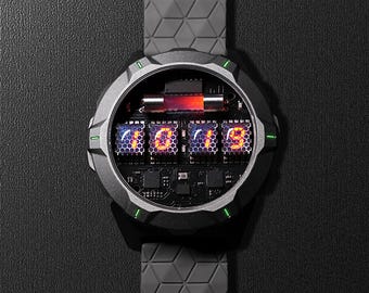 ニキシー管腕時計 腕時計 時計 グリーン ネオン管 IV-3 Nixoid ERA VFD