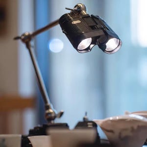 Upcycled Camera Telescope Desk Lamp: Handmade Steampunk Decor