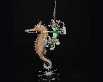 Mechanical Diving Frog Mutant Sculpture Steampunk Handmade Crafts for Table Home Desk Concept Art Decor Robots Aesthetic Art Cool Gift Ideas