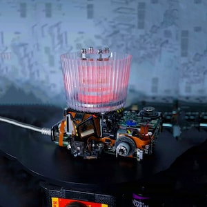 Cyberpunk Ambient Night Lamp With A Whiskey-Glass-Shaped Shade Integrated In A Camera Base USB Charged Sci-fi Home Bar Table Desk Art Decor