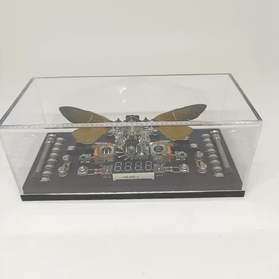 機械の蝉、スチームパンクなカブトムシ、サイボーグの機械昆虫アート
