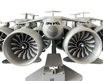 Boeing C-17 Inspired 3D-Printed Desk Fan, Stepless Speed Control, Aviation Art, Military Tech Toys, Tech Gifts,