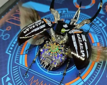 Steampunk Cyborg Mechanical Beetle Insects Bugs, Kinetic Sculpture Biomechanical Art Cool Unique Gift Idea for Men Insect Lovers, Wall Decor