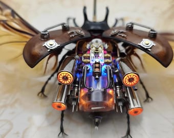 Steampunk Cyborg Mechanical Beetle Insects Bugs, Kinetic Sculpture Art Unique Gift Ideas for Men Insect Lovers Home Decor Objects Collection
