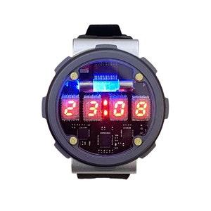 Cyberpunk Nixie Watch, App Controlled, IP67 Waterproof, Neat Circuit, Customizable Engraving & Wireless Charging, Sci-fi Art, Birthday Gifts