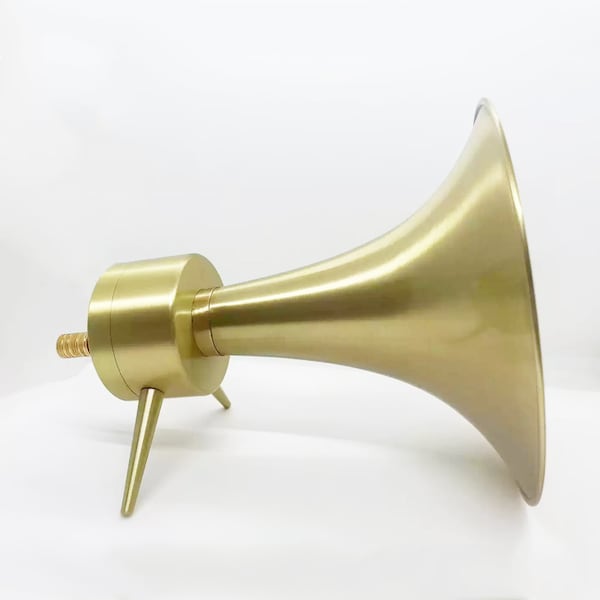 Paar Messing-Hi-Fi-Hochtöner, verfügt über eine Hornform, ursprünglich entworfene handgefertigte, Vintage-Lautsprecher, Geschenke für Audiophile, einzigartige Musikgeschenke