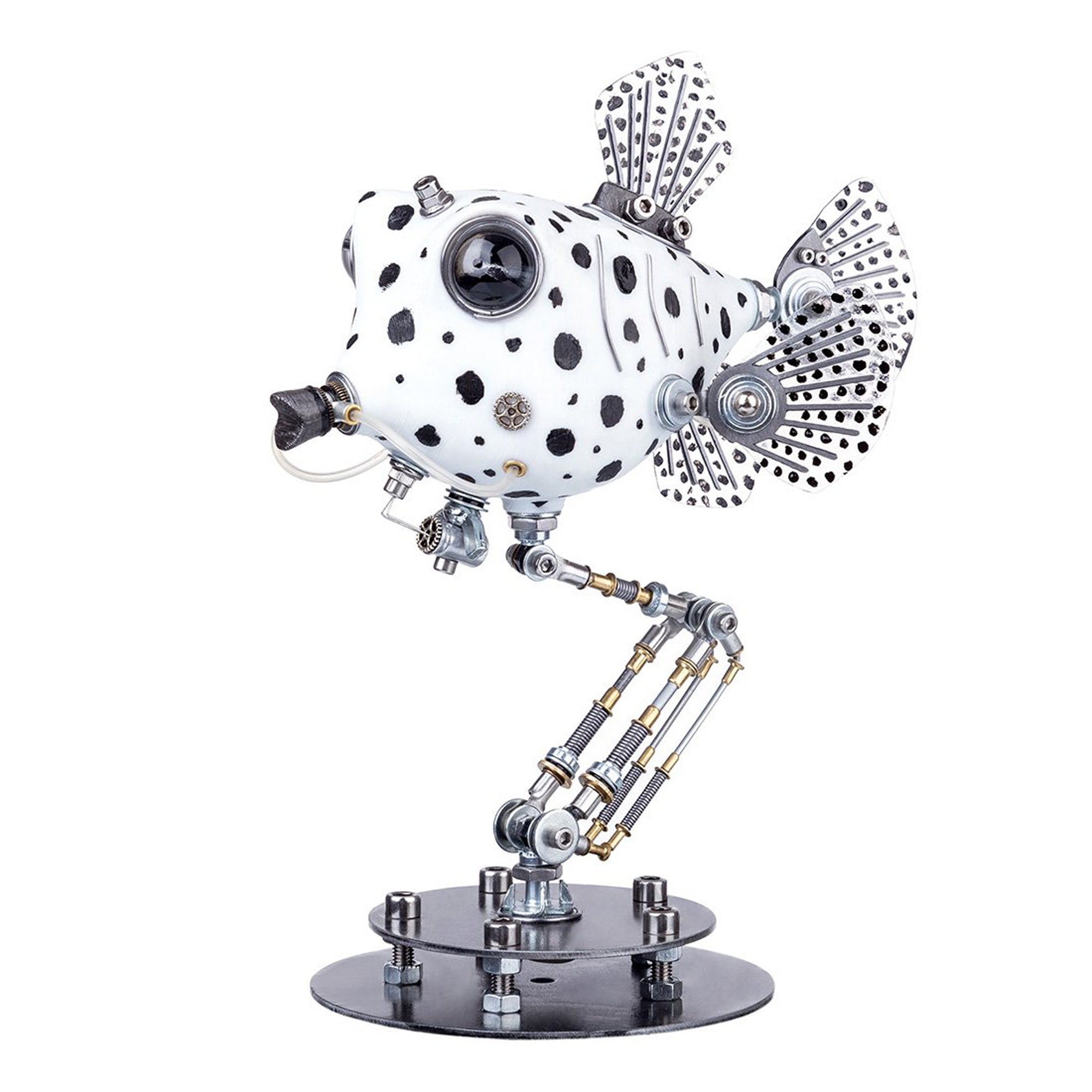 Globefish Mechanical Mutant 3D Robot Creature Animals Handmade Sculpture Model Craft Table Home Art Decor Steampunk Aesthetic Ornament