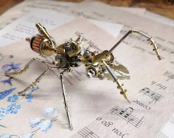 Steampunk Brass Mechanical Ant Sculpture, Handmade Metal Artwork Insect Art Decor, Gifts For Him Men, Handmade Ornament, Robot Toy Miniature