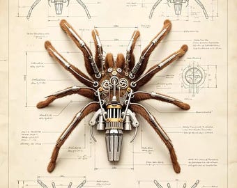 Mechanical Tarantula Spider, Features a Rocket Engine Abdomen, Sci-fi Art Gifts