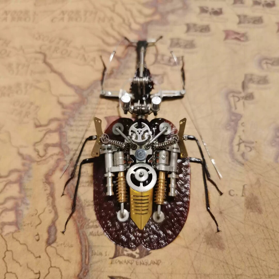 Mechanical Violin Fiddle Beetle Insect Machine Sculpture Clockwork Wall