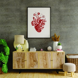 Self drawn, Line drawing, Flower, Digital Print ,Wall Art, Print, Digital Art, Printable Wall Art, Heart