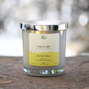 Visionaire Crystal Candle - Citrine Carnelian for Creativity Inspiration | Joy and Motivation Energy | Gift for Artists andEntrepreneurs