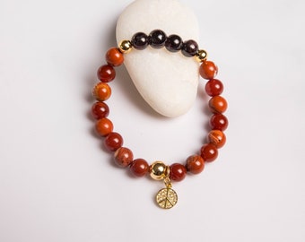 Red Jasper Gemstone Bracelet: Handmade Energy Healing, Sacral Chakra