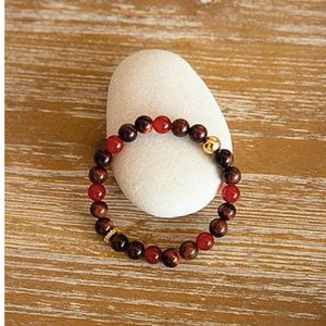 Red Tiger Eye Carnelian Bracelet - Energy Healing and Chakra Balance | Gold-Filled Beaded Bracelet for Women | Strength and Motivation Gift