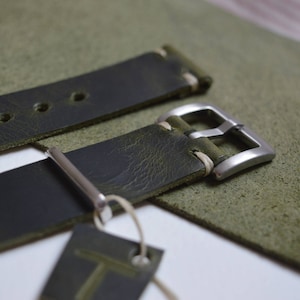 Handmade in England - Badalassi Carlo 18/20/22/24mm Full Grain Italian Green Leather Watch Strap Band