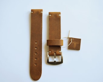 Premium Horween Cognac Brown Full Grain Leather Watch Strap