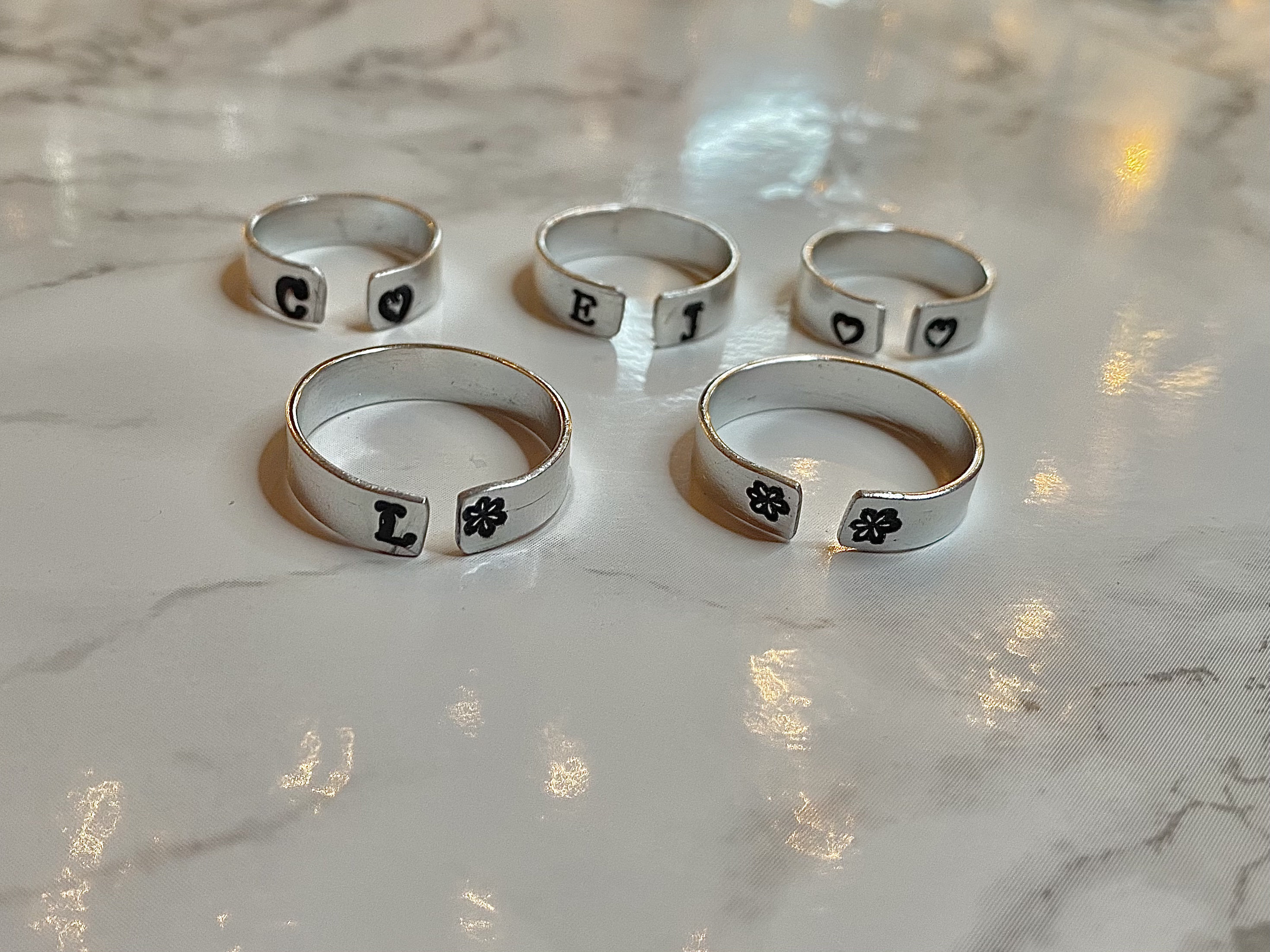 Adjustable stamped ring, initial stamped ring,design stamped ring, he…