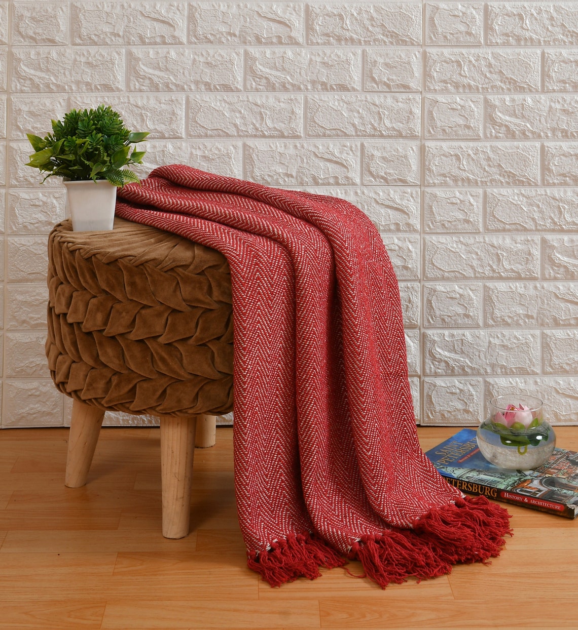 Herringbone Chevron Style Sofa & Bed Throw, Cotton Woven Throws in All