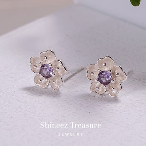 925 Sterling Silver Minimalist Flower Earrings Stud image 8