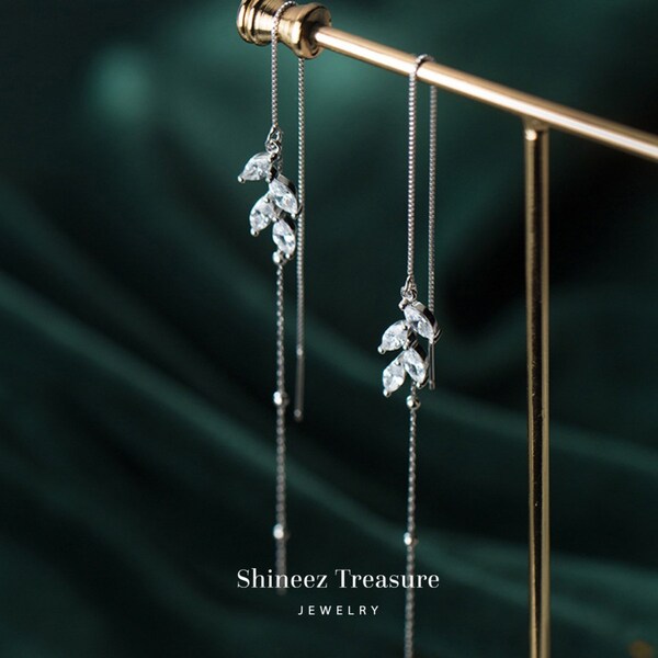 Flower Threader Earrings Etsy