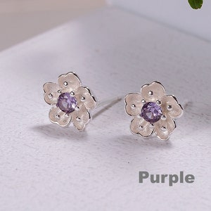 925 Sterling Silver Minimalist Flower Earrings Stud image 5