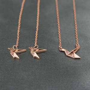 Origami Dainty Threader Earrings, Paper Crane Bird Threader Earrings, Gold, Rose Gold & Silver Earrings, Cute Earrings, Gift for Mom E0003 image 7