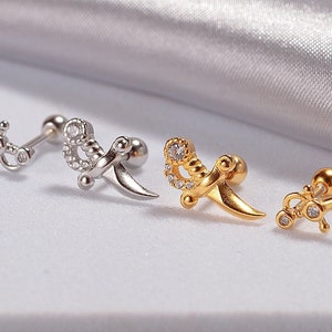 925 sterling silver Sword Cartilage Earrings(E0112-3)