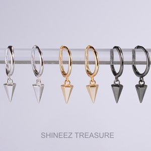 Geometric Cone Hoop Earrings • Gold Hoop Earrings• 925 Sterling Silver Hoops• Tiny Hoop Earrings•Gifts for Mom• Gifts for Her(E0112-4)