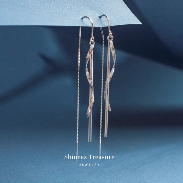 925 Sterling Silver Threader Earrings, U Shape Sterling Silver Threader Earrings, Dangle Earrings, Bridesmaid Earrings(E0084)